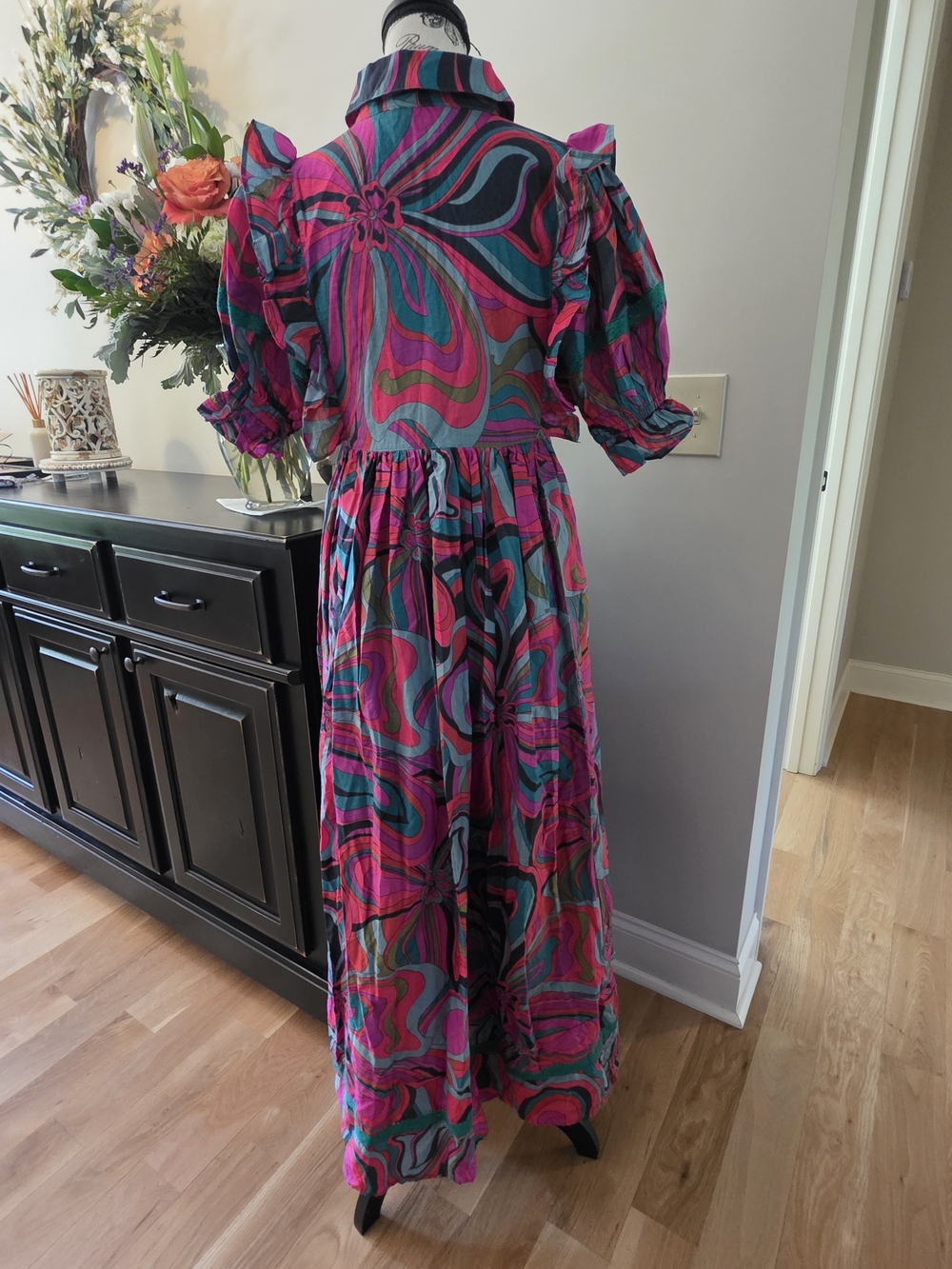 Karlie Pink Teal Purple Swirl Maxi Dress-NWT